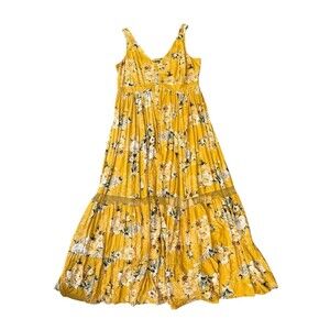 Torrid Yellow Plethora Floral Maxi Challis Button-Front Dress Size 1x (14-16)
